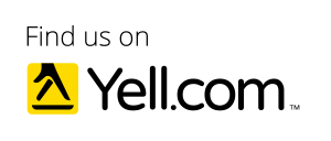 Logo of Yell.com with the slogan "Find us on Yell.com" in a bold, simple design.